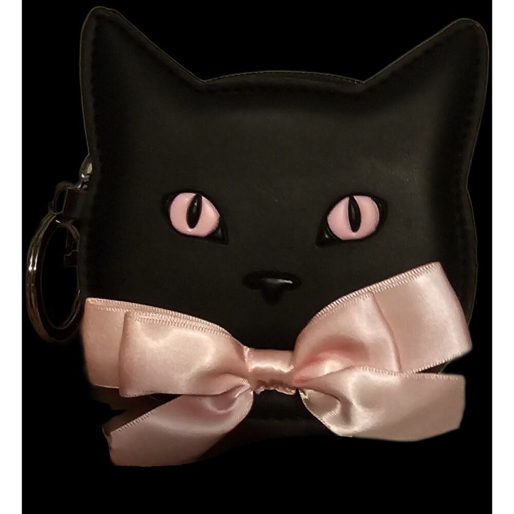 Bath & Body Works Black Cat Pink Bow Coin Purse with Keyring NWT 2025